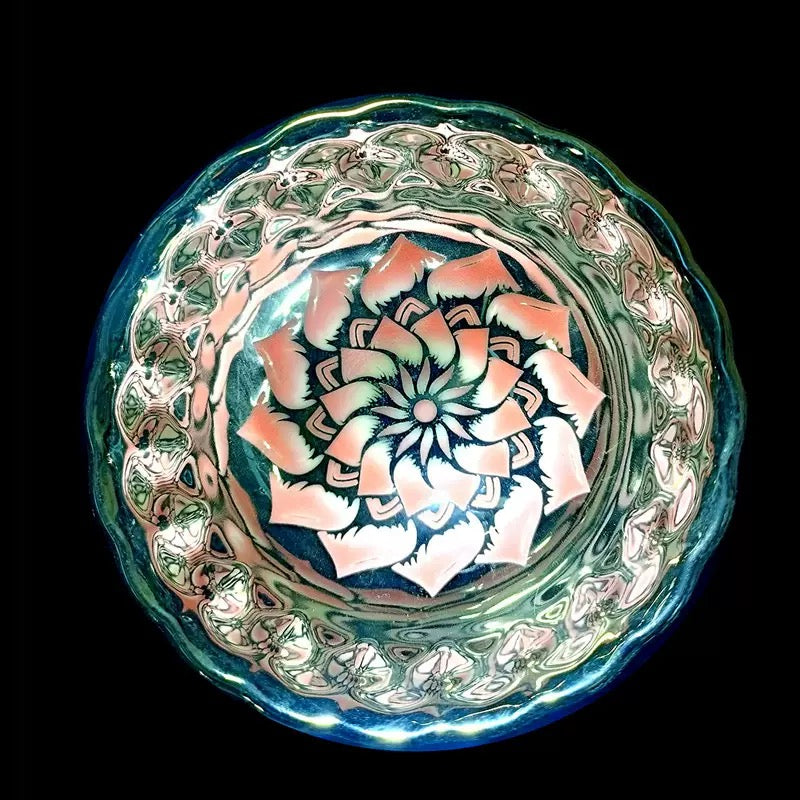 Lotus and colorful peacock cup