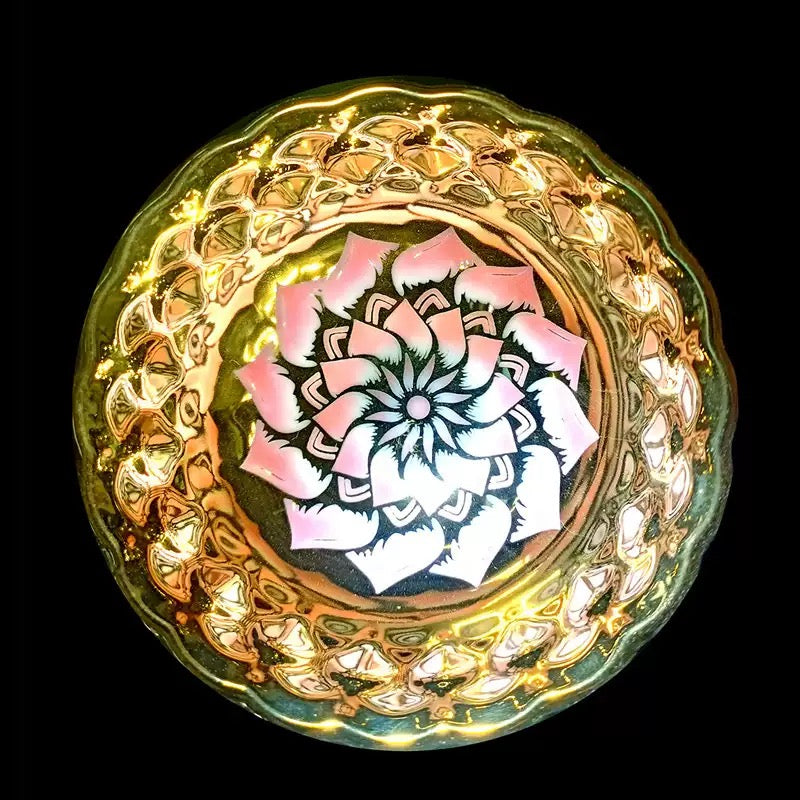 Lotus and colorful peacock cup