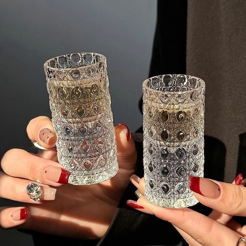 vintage embossed wine glass