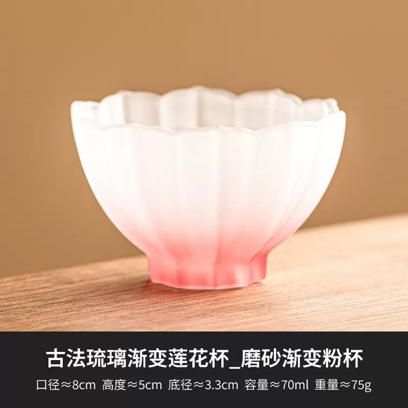 Chinese-style frosted glass lotus teacup