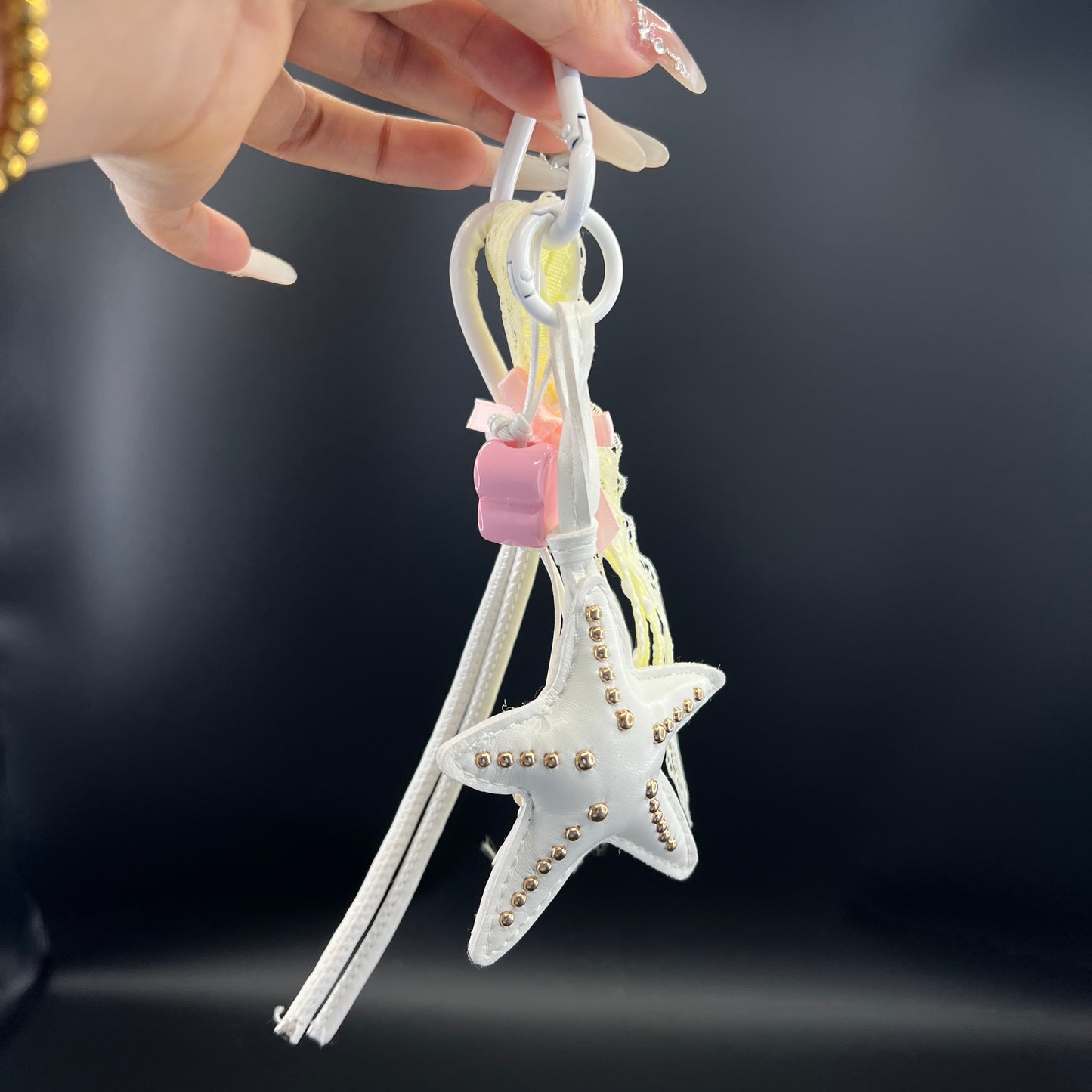 White Starfish Mobile Phone Keychain