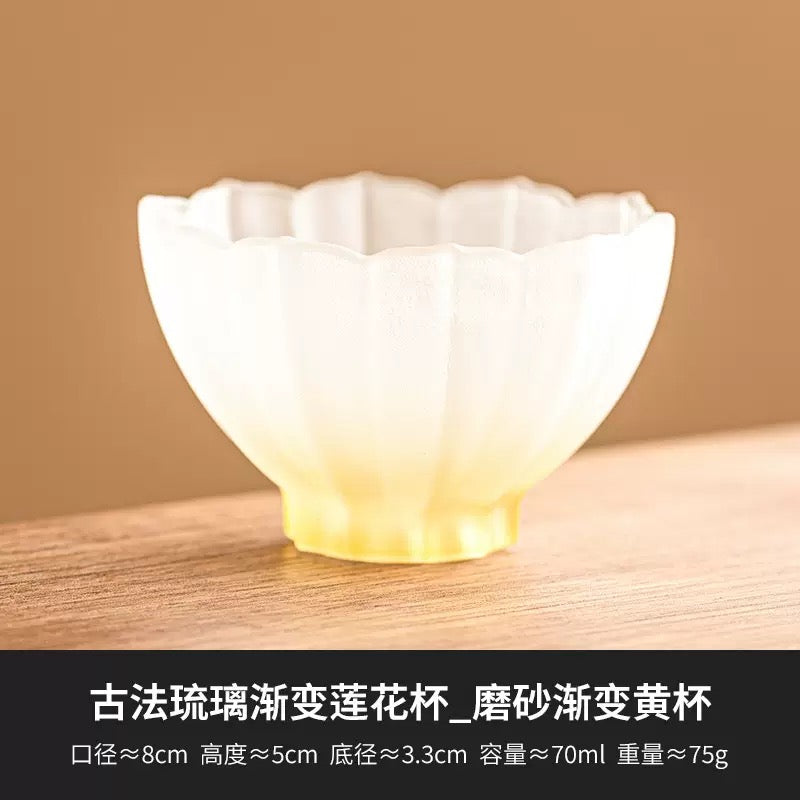 Chinese-style frosted glass lotus teacup