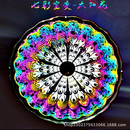Lotus and colorful peacock cup