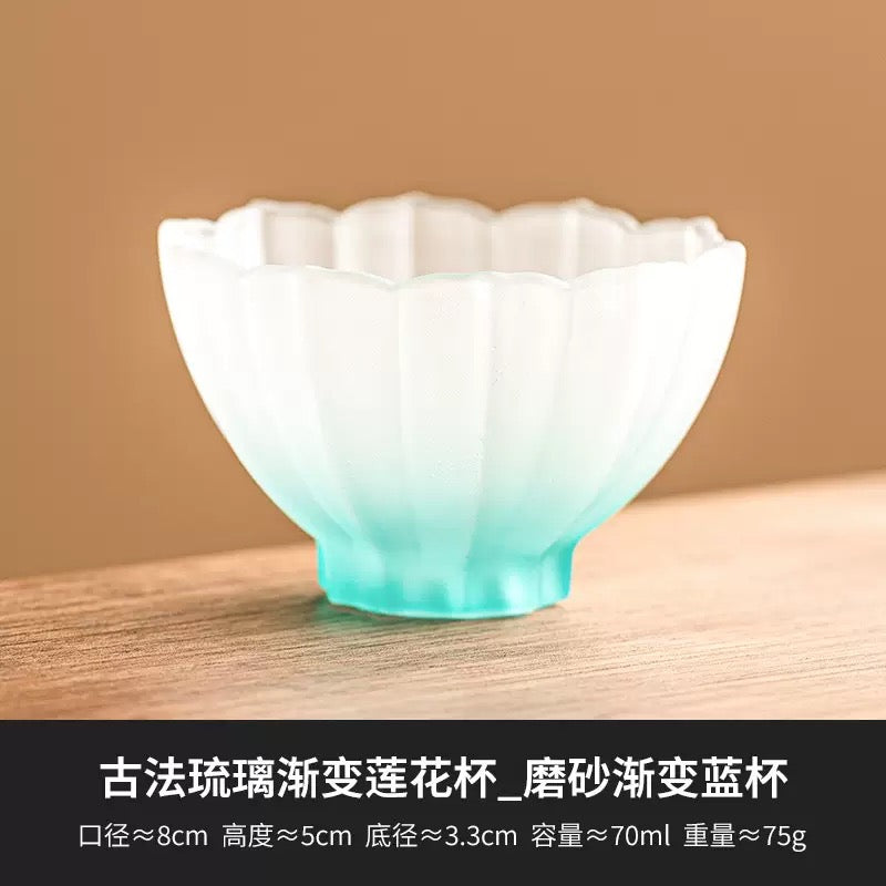 Chinese-style frosted glass lotus teacup