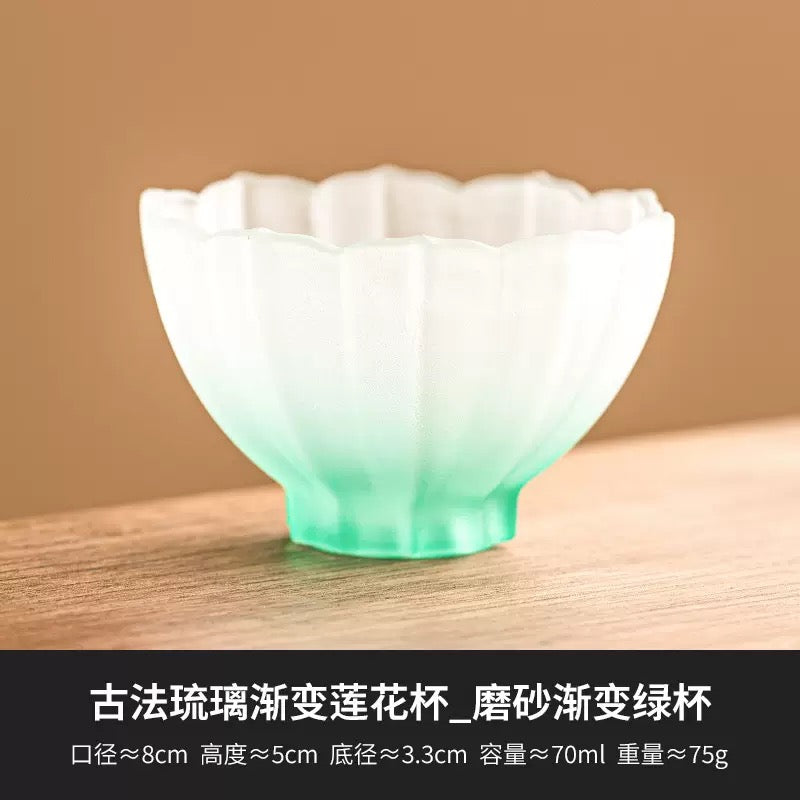 Chinese-style frosted glass lotus teacup
