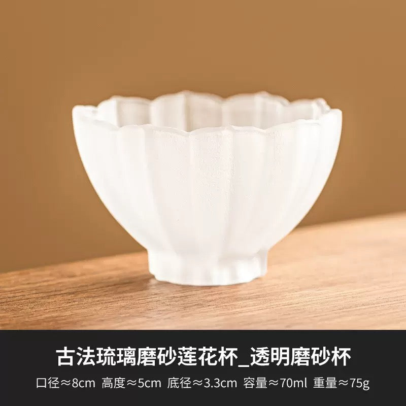 Chinese-style frosted glass lotus teacup