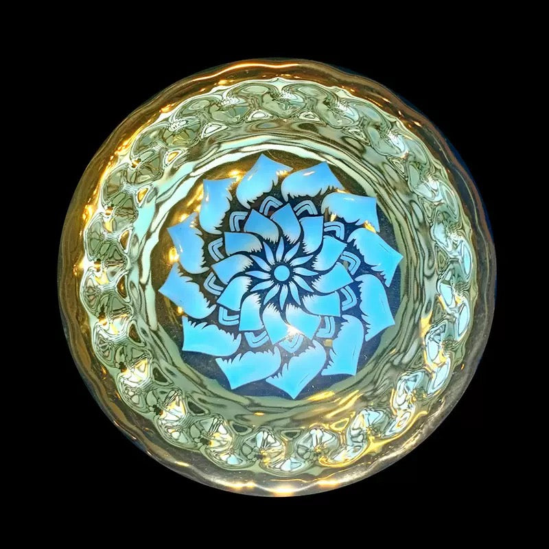 Lotus and colorful peacock cup